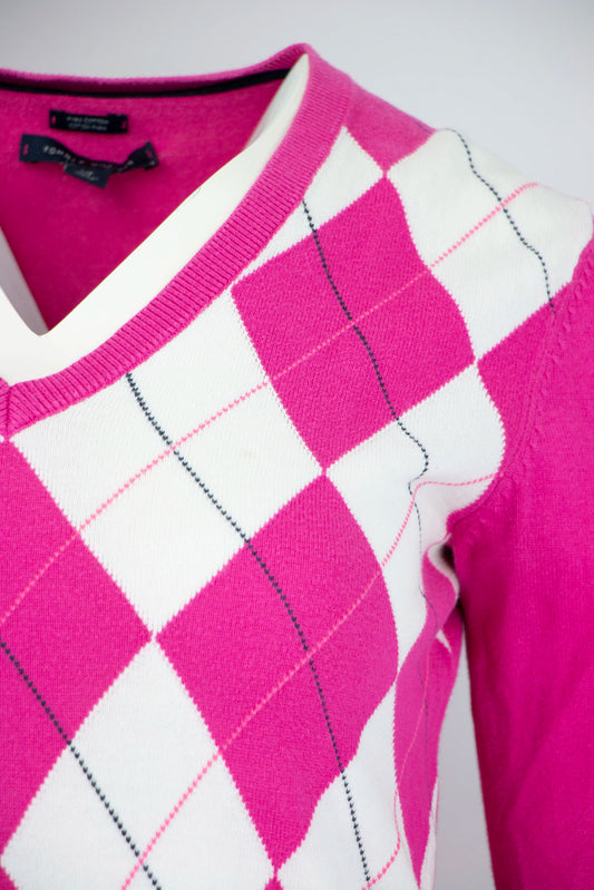 Tommy Hilfiger roze ruiten pullover