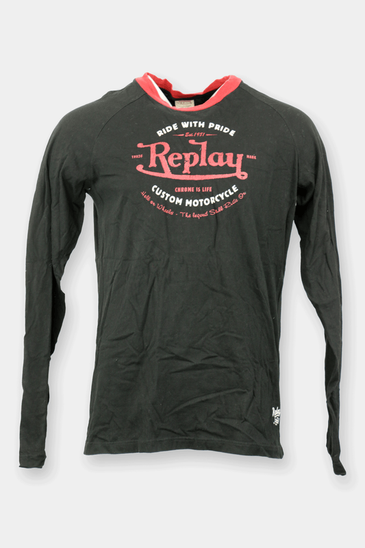 Replay Longsleeve zwart