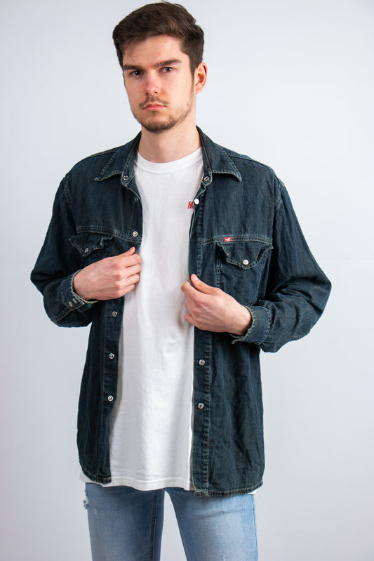 Dunne denim jas zwart