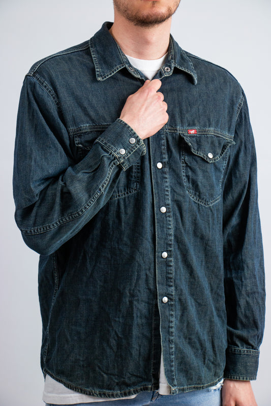 Dunne denim jas zwart